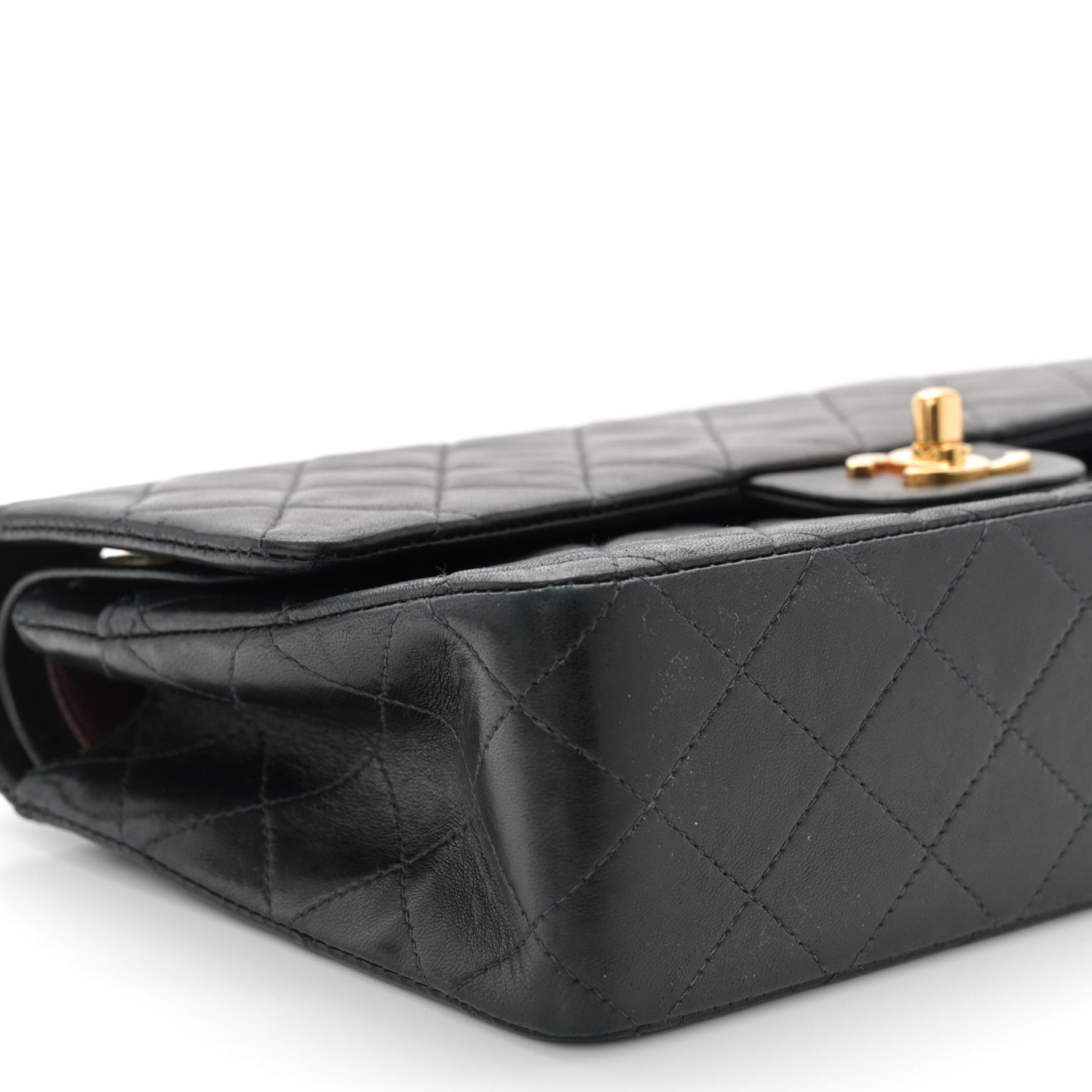 Lambskin Quilted Medium Double Flap Black