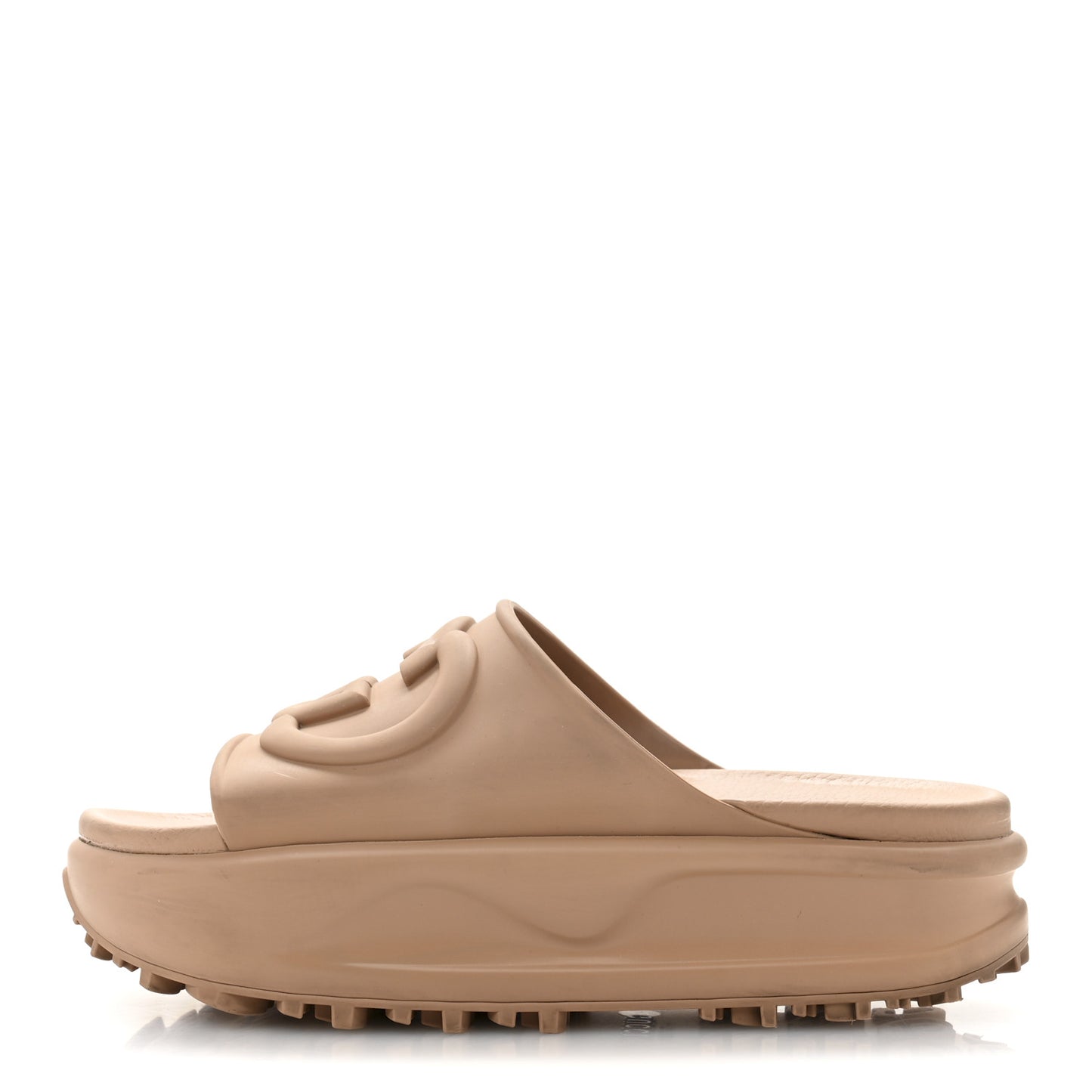 Soft Rubber Womens Interlocking G Platform 42mm Slide Sandals 37 Vintage Camel 38 Vintage Camel