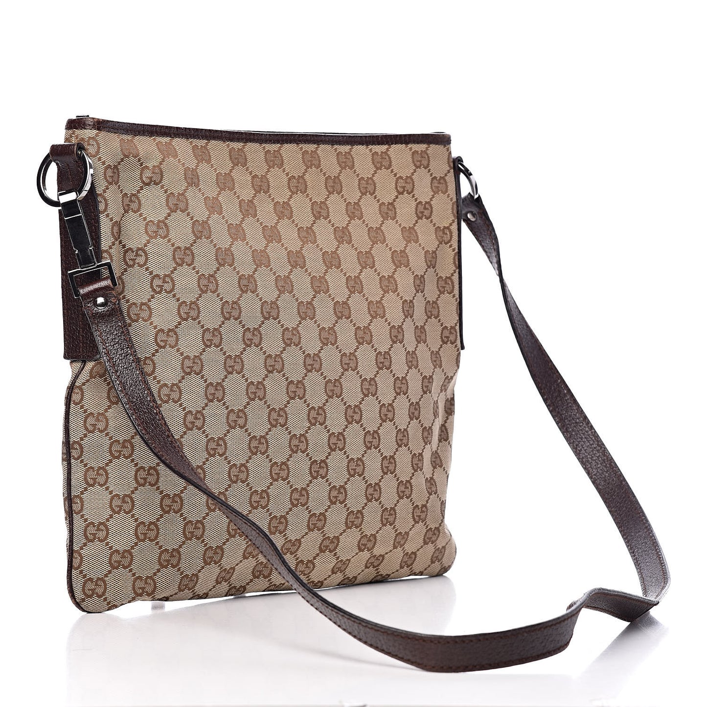 GG Supreme Monogram Medium Flat Messenger Bag Dark Brown