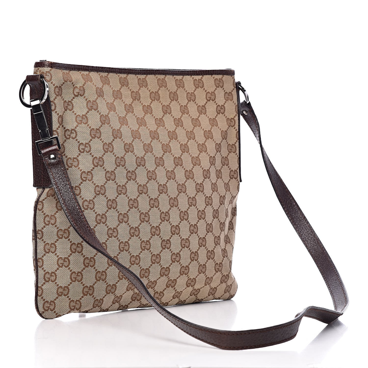 Gucci GG Supreme Monogram Medium Flat Messenger Bag Dark Brown 3 of 15