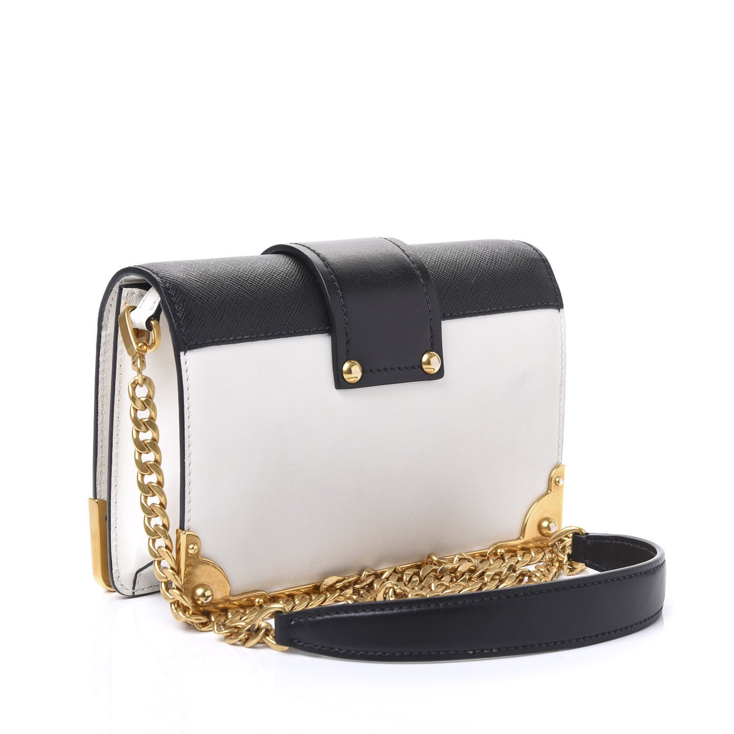 Prada City Calf Saffiano Cahier Bag Talco Black 2 of 8
