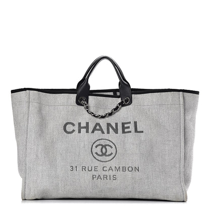 Chanel Woven Straw Raffia Extra Large Deauville Tote Grey 1 of 10