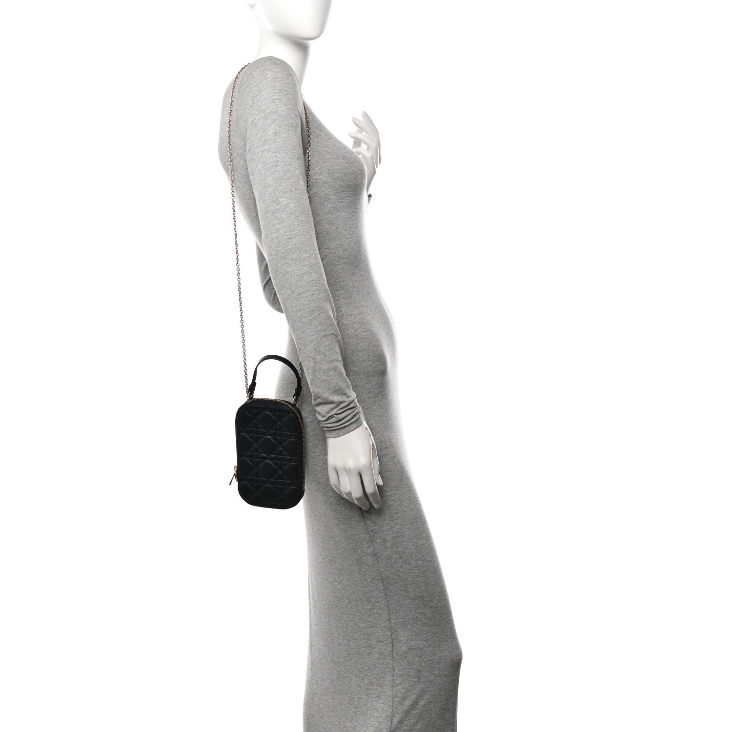 Christian Dior Lambskin Cannage Lady Dior Phone Holder Black 2 of 11