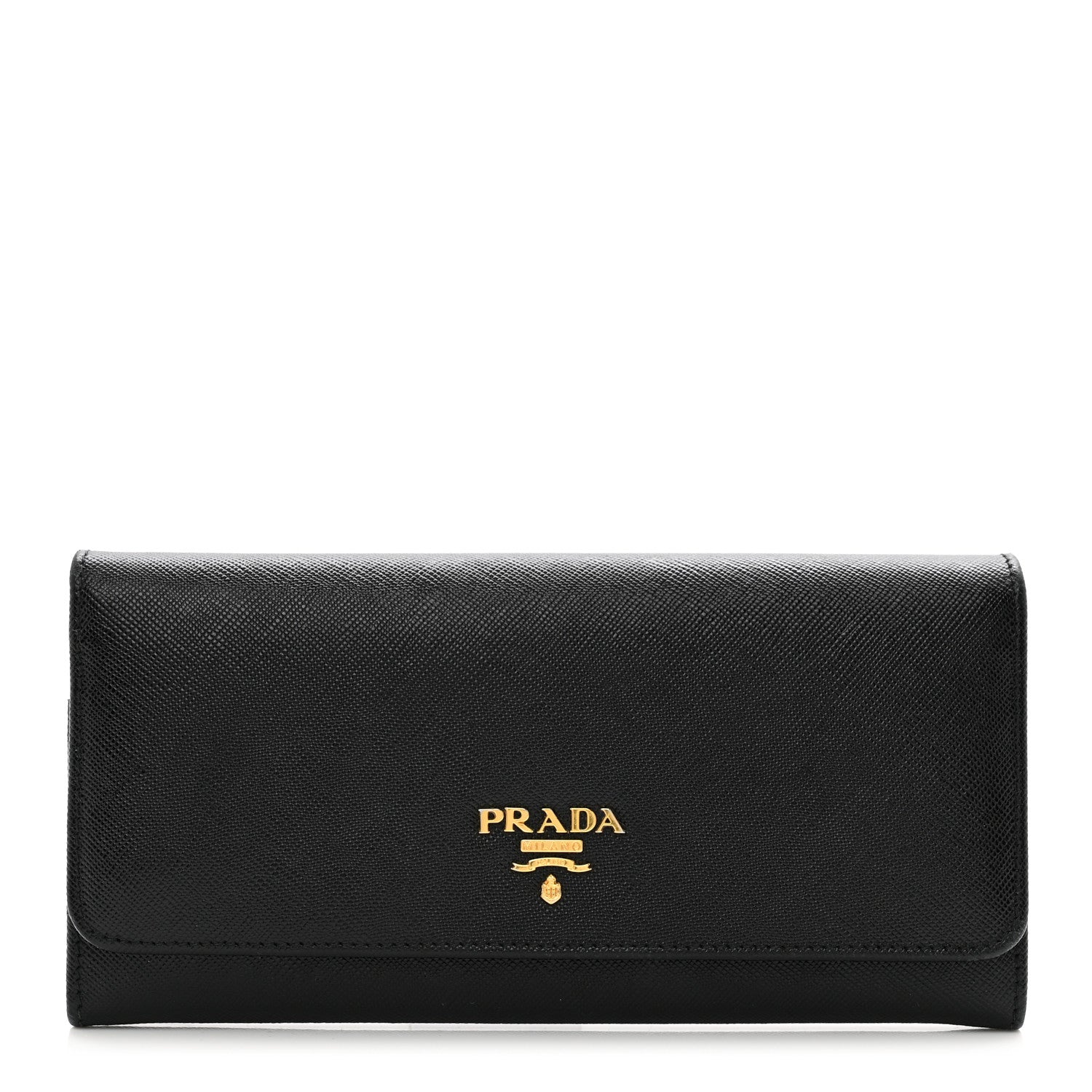 Prada Saffiano Metal Continental Flap Wallet Black 1 of 9