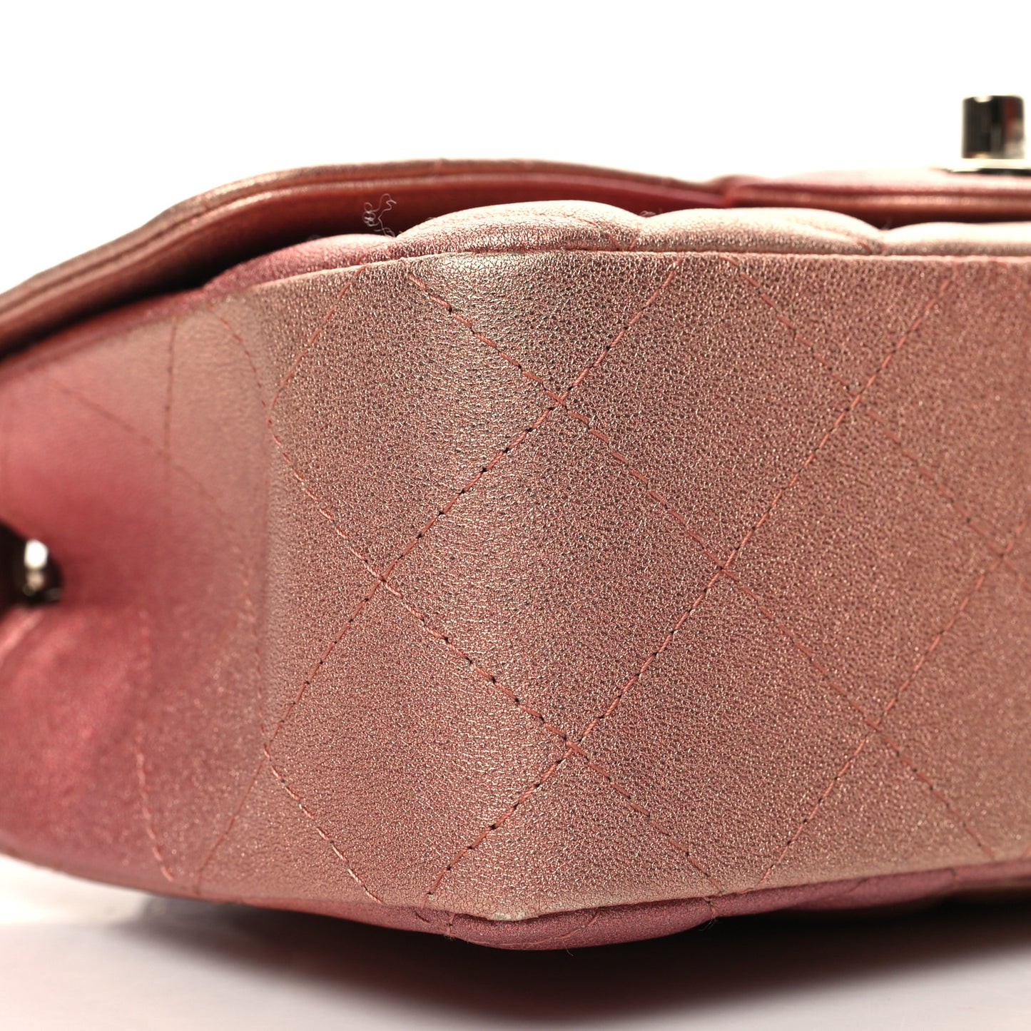 Metallic Lambskin Quilted Ombre Mini Rectangular Flap Pink