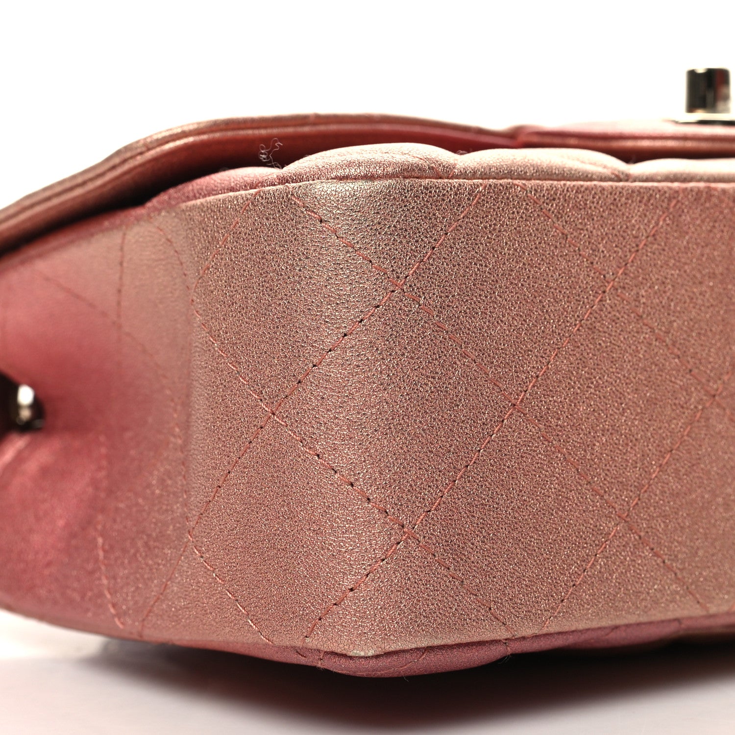 Chanel Metallic Lambskin Quilted Ombre Mini Rectangular Flap Pink 9 of 11