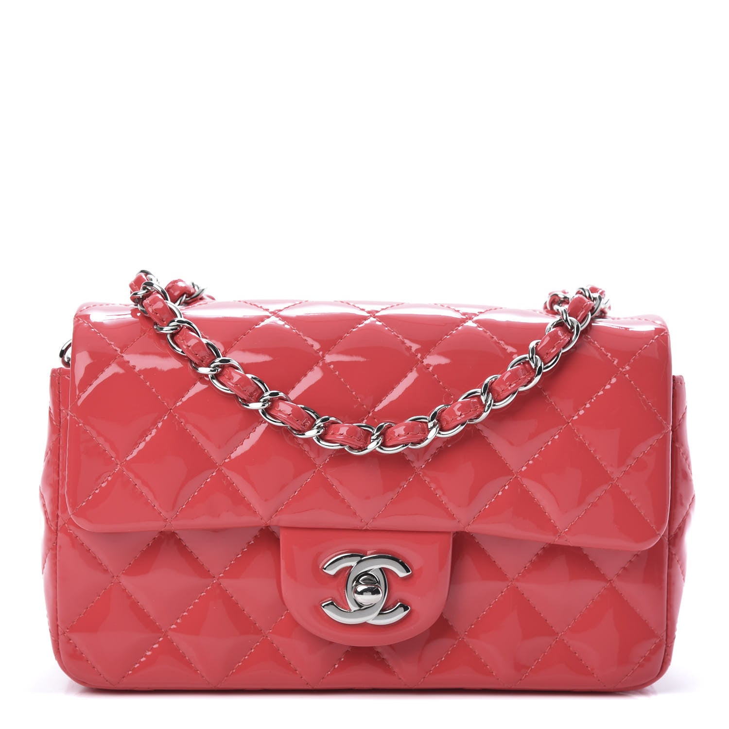 Chanel Patent Calfskin Quilted Mini Rectangular Flap Pink 1 of 11