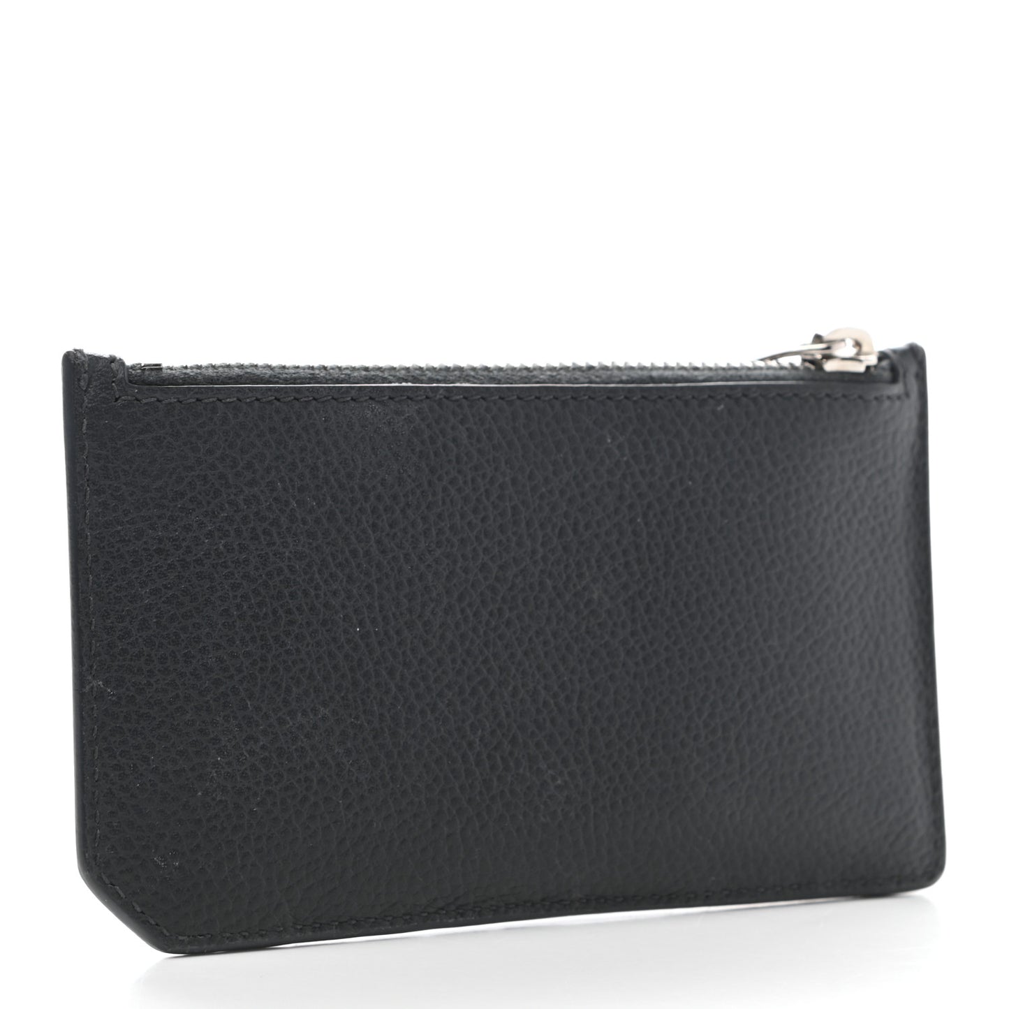 Grained Calfskin 5 Fragments Zip Pouch Card Holder Dark Smog