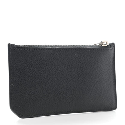 Saint Laurent Grained Calfskin 5 Fragments Zip Pouch Card Holder Dark Smog 3 of 7