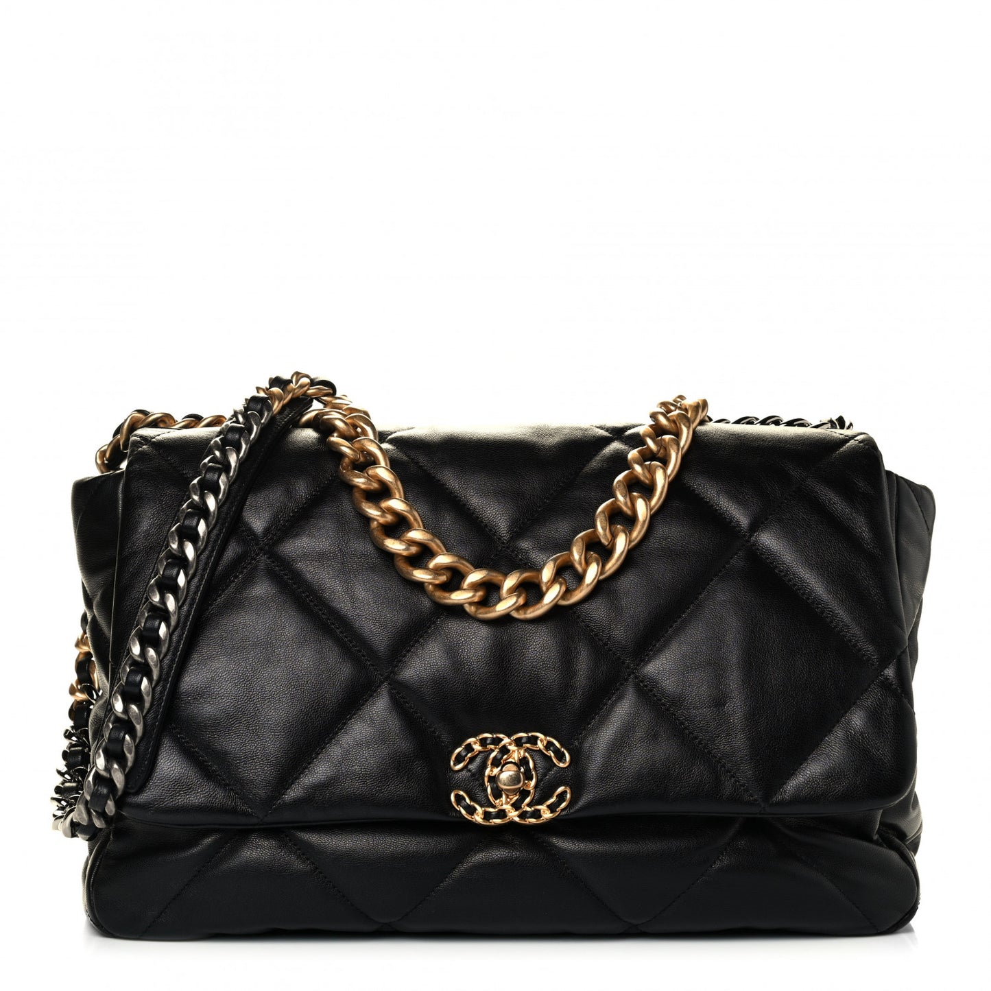 Goatskin Quilted Maxi Chanel 19 Flap Black