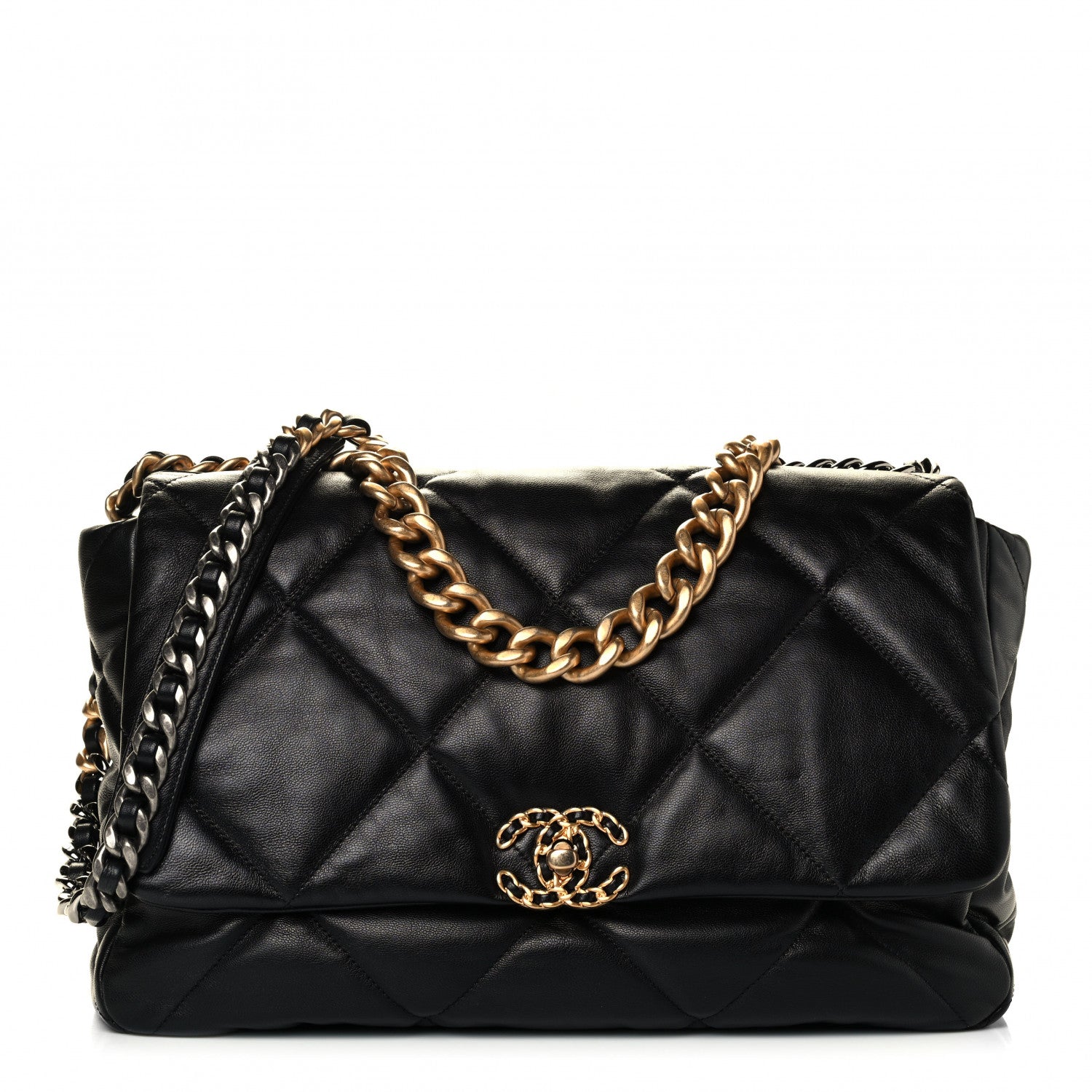 Chanel Goatskin Quilted Maxi Chanel 19 Flap Black 1 of 4