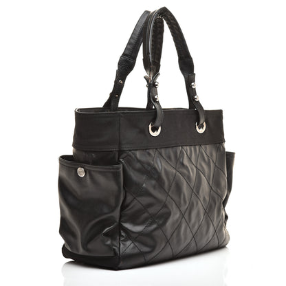 Chanel Coated Canvas Quilted Large Paris Biarritz Tote Black 3 of 11
