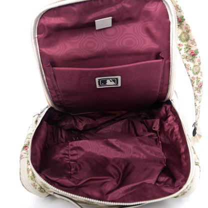 Gucci X MLB Satin Floral Print NY Yankees Patch Backpack Ivory Green 4 of 10