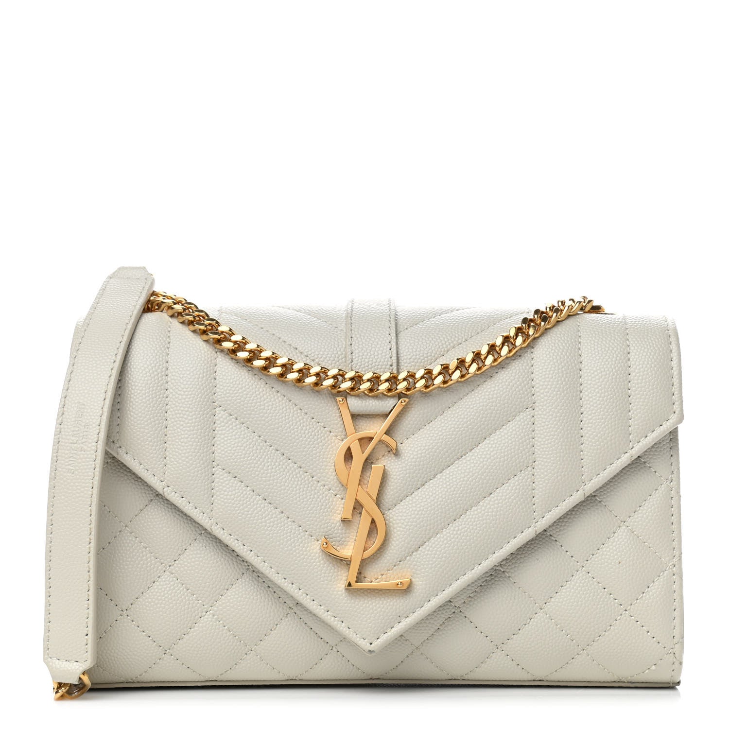 Saint Laurent Grain De Poudre Textured Mixed Matelasse Triquilt Small Monogram Satchel Crema Soft 1 of 4