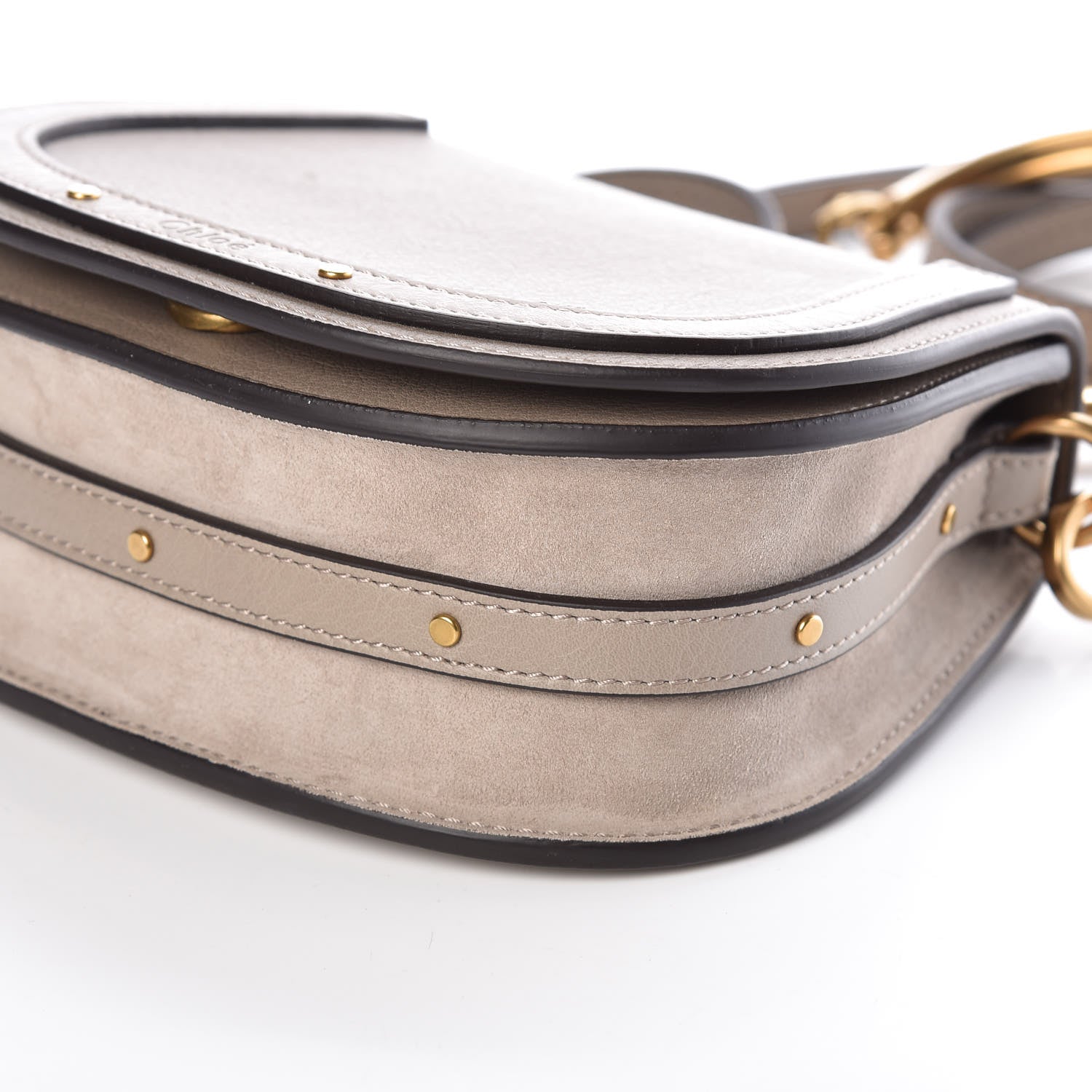 Chloe Calfskin Suede Small Nile Bracelet Bag Motty Grey 8 of 8