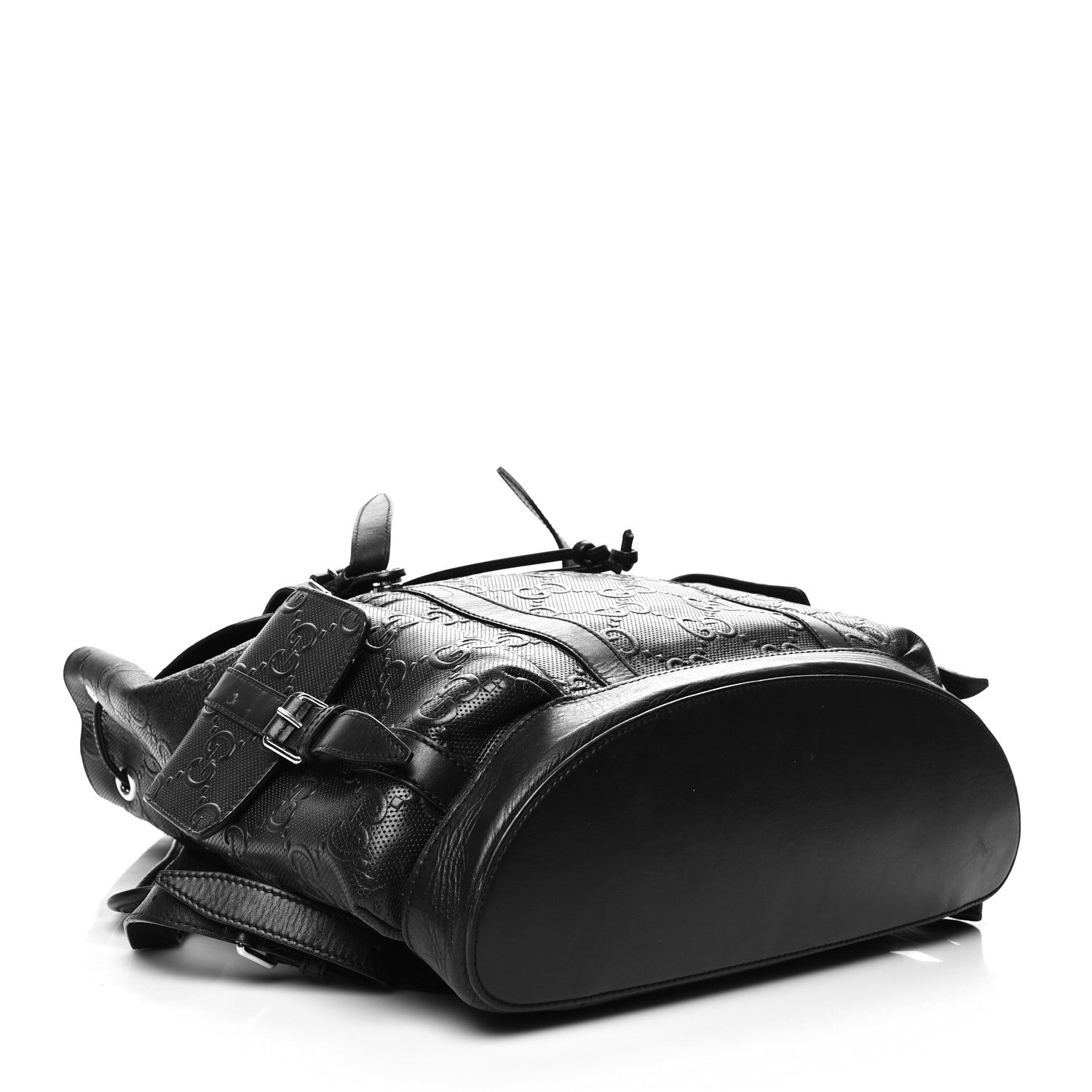 Gucci Calfskin GG Tennis Embossed Double Buckle Backpack Black 4 of 17