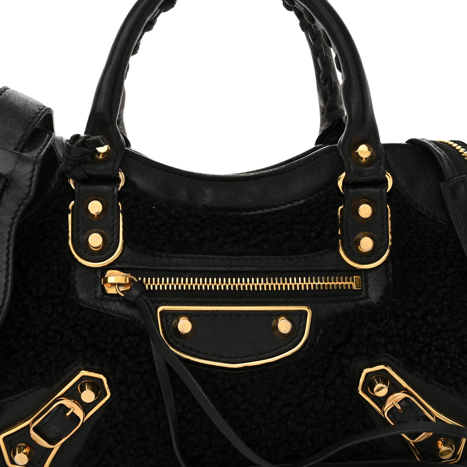 Balenciaga Shearling Gold Metallic Edge Hardware Mini City Black 9 of 22