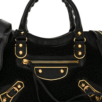 Balenciaga Shearling Gold Metallic Edge Hardware Mini City Black 9 of 22