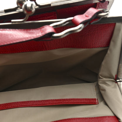 Burberry Goatskin Kiss Lock Frame Shoulder Bag Red 7 of 12