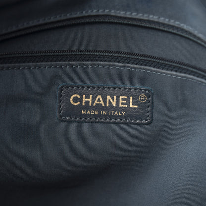 Chanel Calfskin Stitched Large Button Up Hobo Dark Blue 6 of 10