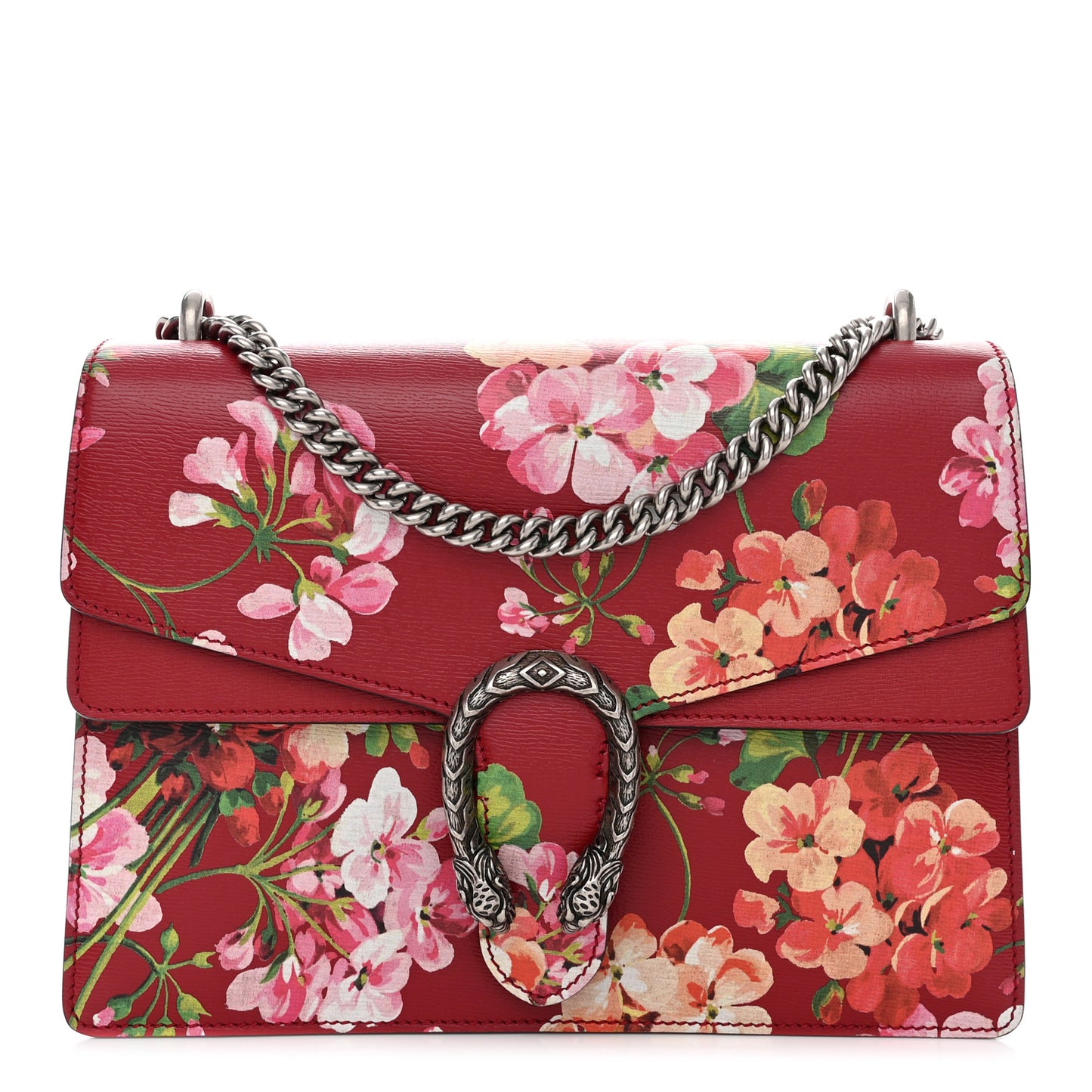 Calfskin Blooms Print Medium Dionysus Shoulder Bag Romantic Cherry Multicolor