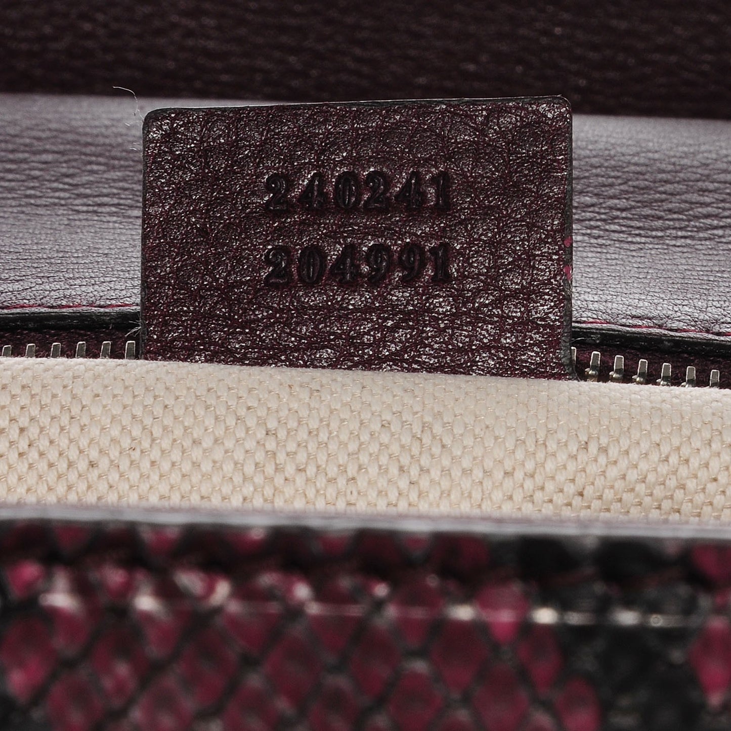 Python Large New Bamboo Top Handle Bag Bordeaux
