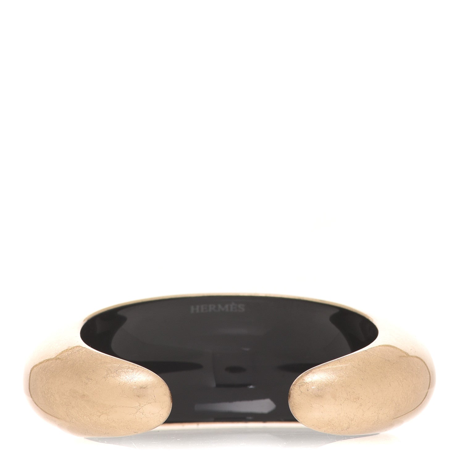 Hermes Metallic Lacquered Wood Cuff Bracelet Gold 3 of 5