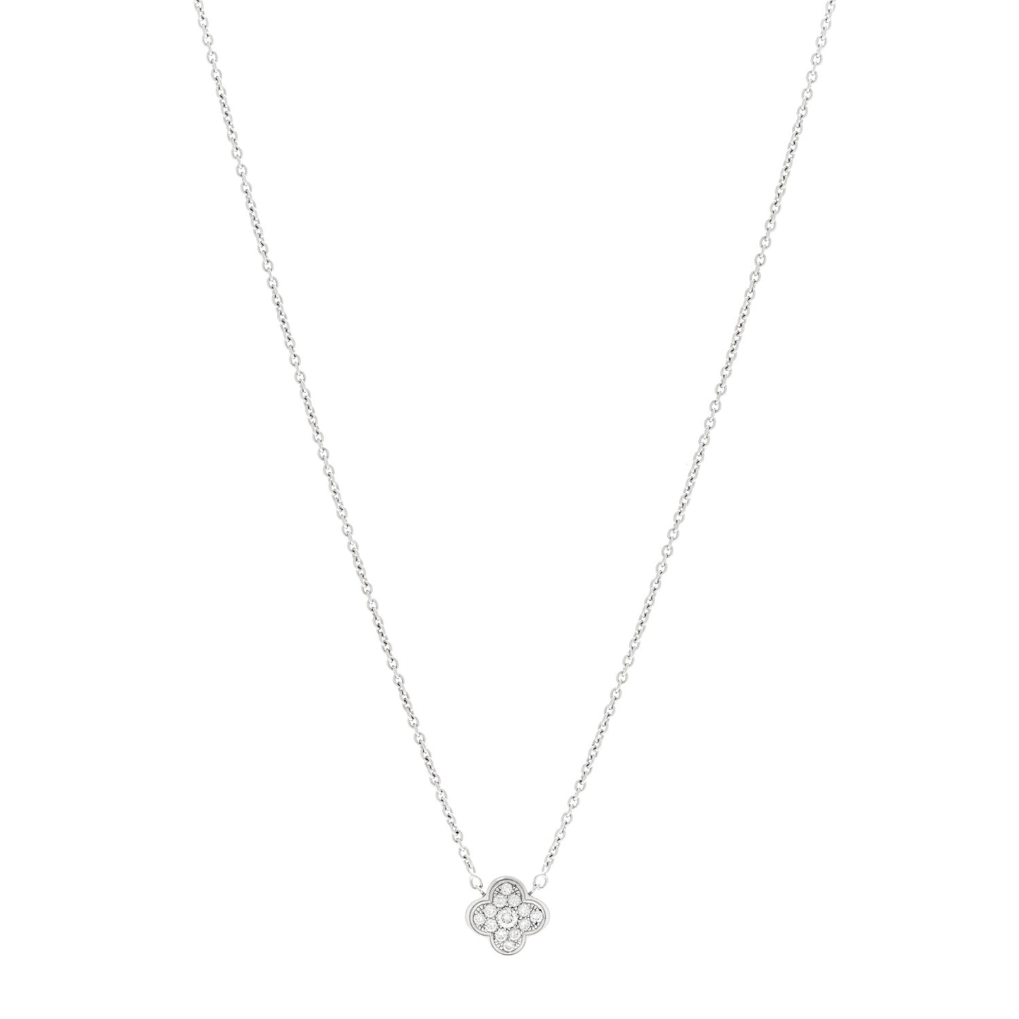 18K White Gold Diamond Pure Alhambra Pendant Necklace