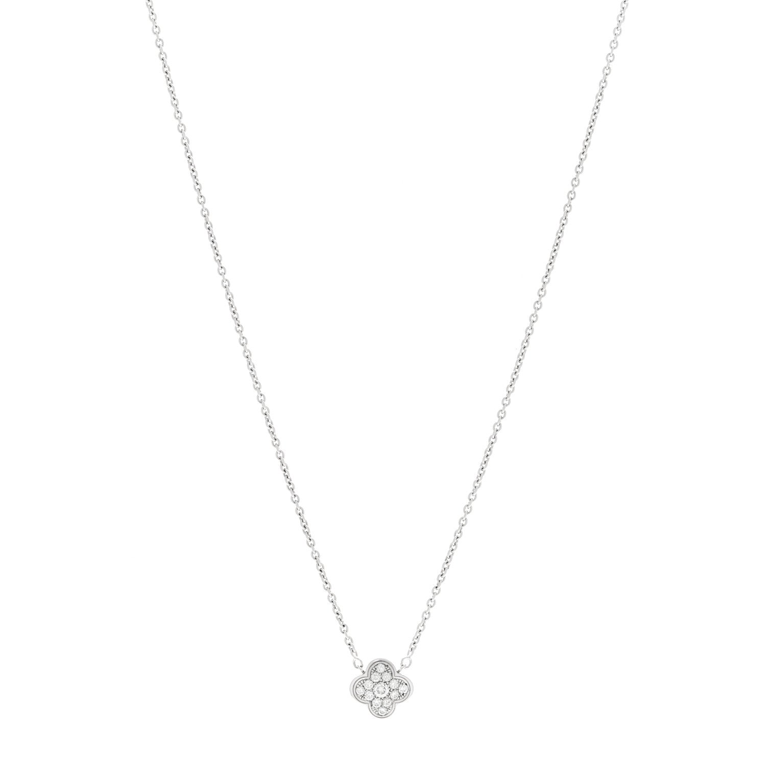 Van Cleef & Arpels 18K White Gold Diamond Pure Alhambra Pendant Necklace 1 of 6