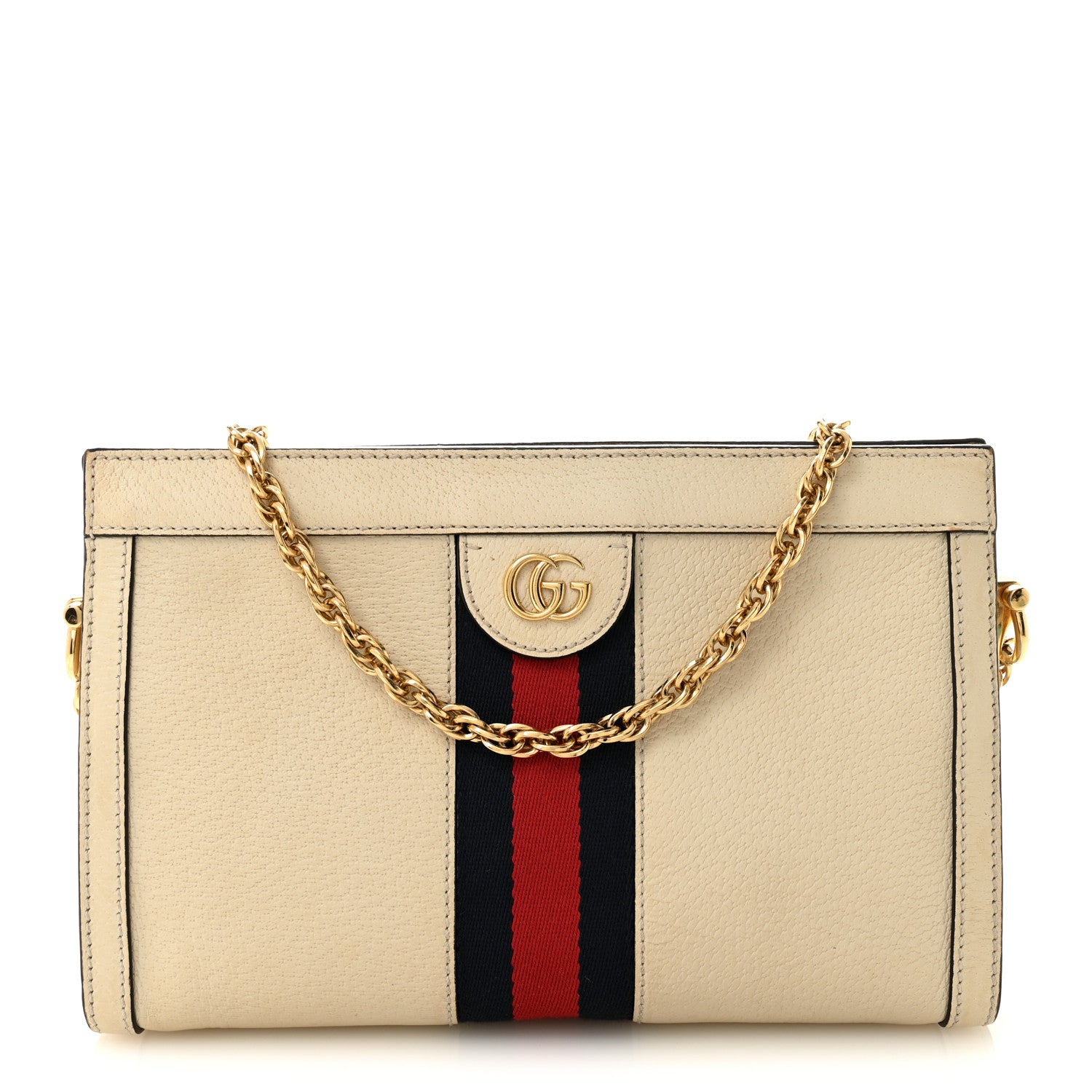 Gucci Textured Calfskin Web Small Ophidia Chain Shoulder Bag Mystic White 1 of 12