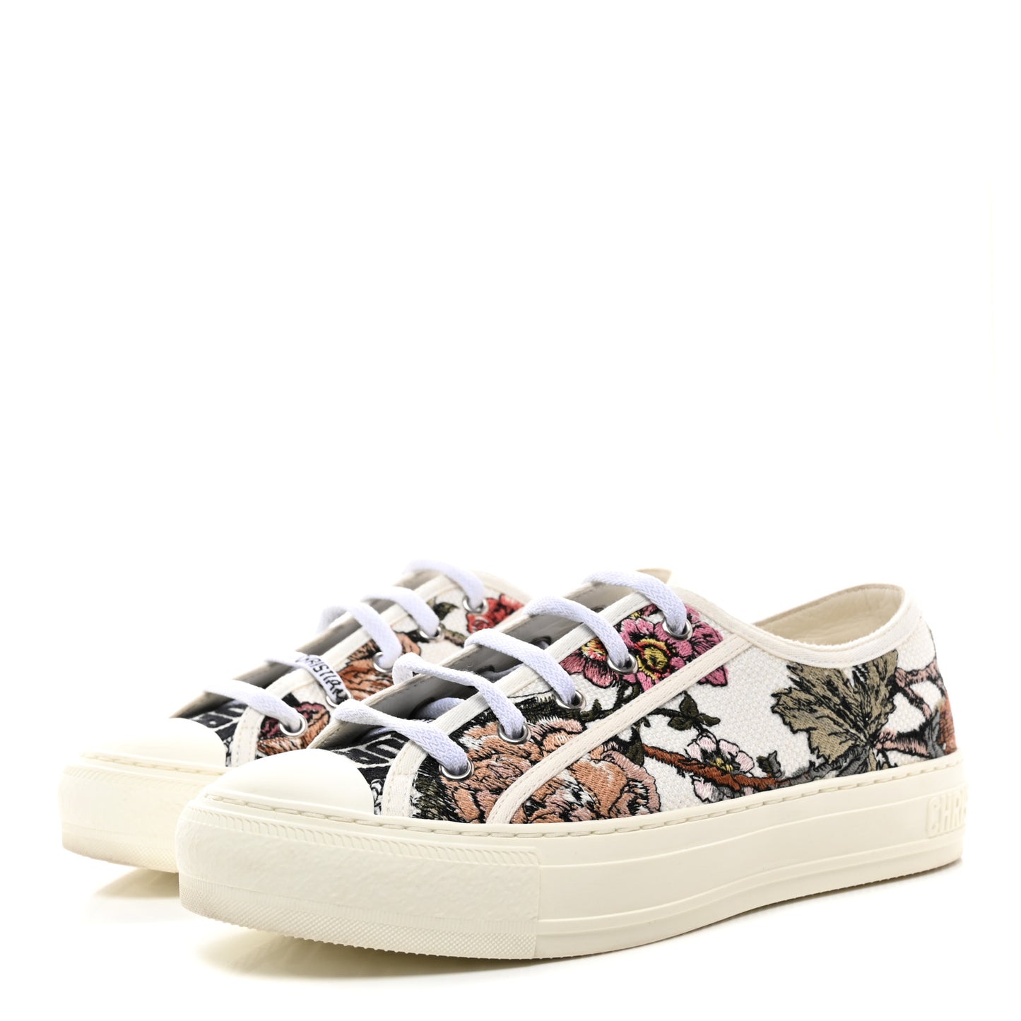Canvas Jardin Botanique Embroidered Womens Walk'N'Dior Low Top Sneakers 37 White Multicolor