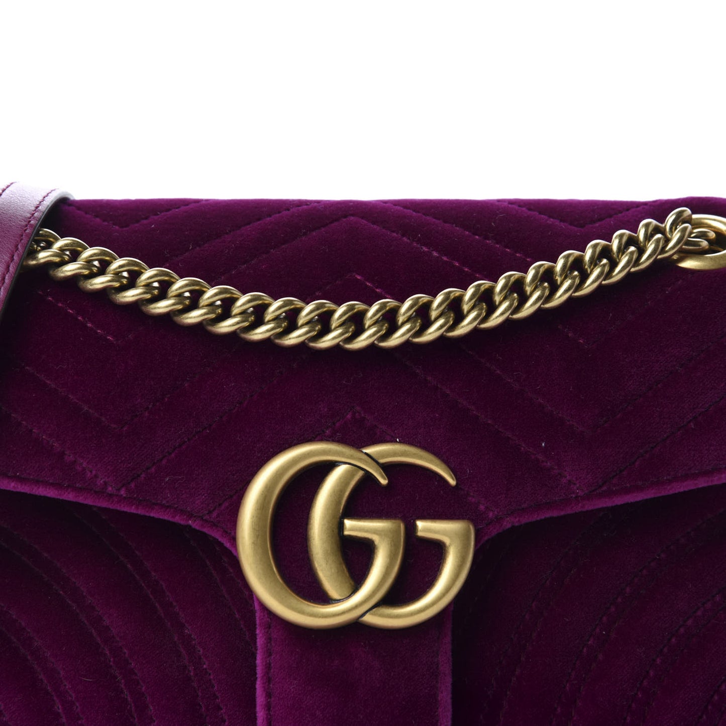 Velvet Matelasse Small GG Marmont Shoulder Bag Fuchsia Violet Cyclamen