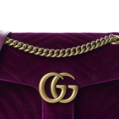 Gucci Velvet Matelasse Small GG Marmont Shoulder Bag Fuchsia Violet Cyclamen 10 of 10
