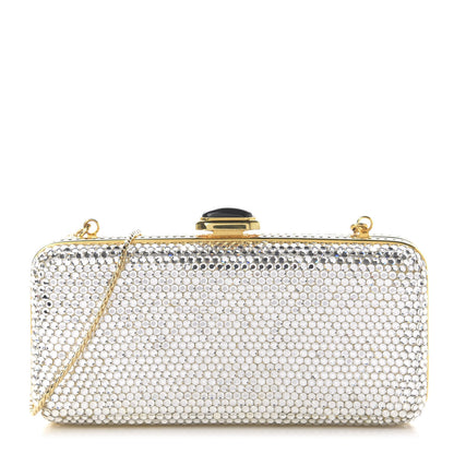 Judith Leiber Swarovski Crystal Minaudiere Clutch Silver Gold 1 of 10