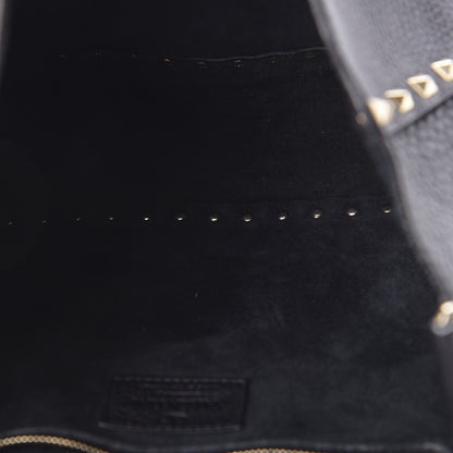 Valentino Garavani Pebbled Calfskin Rockstud Flip Lock Flap Messenger Satchel Black 8 of 12