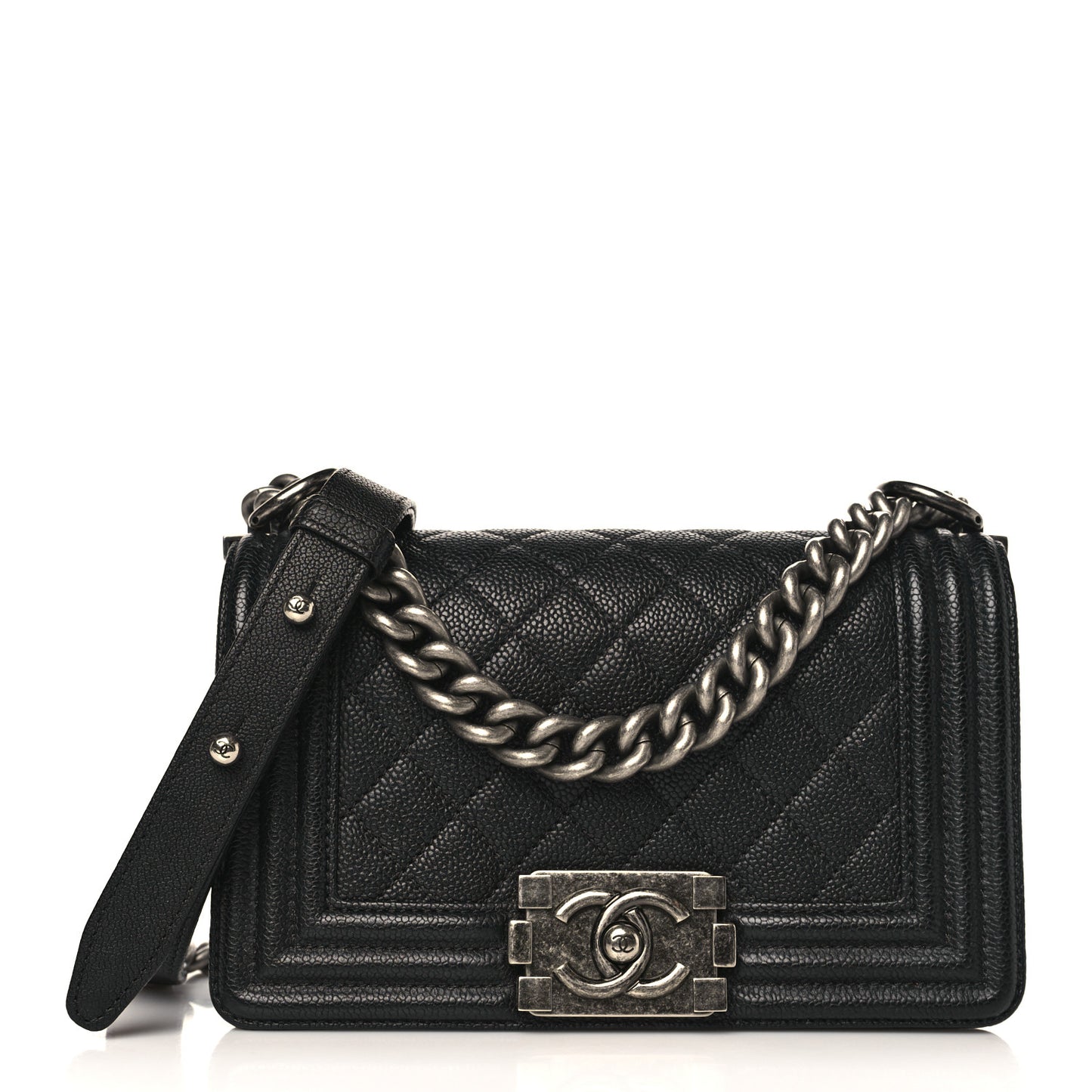 Caviar Quilted Small Boy Flap Black
