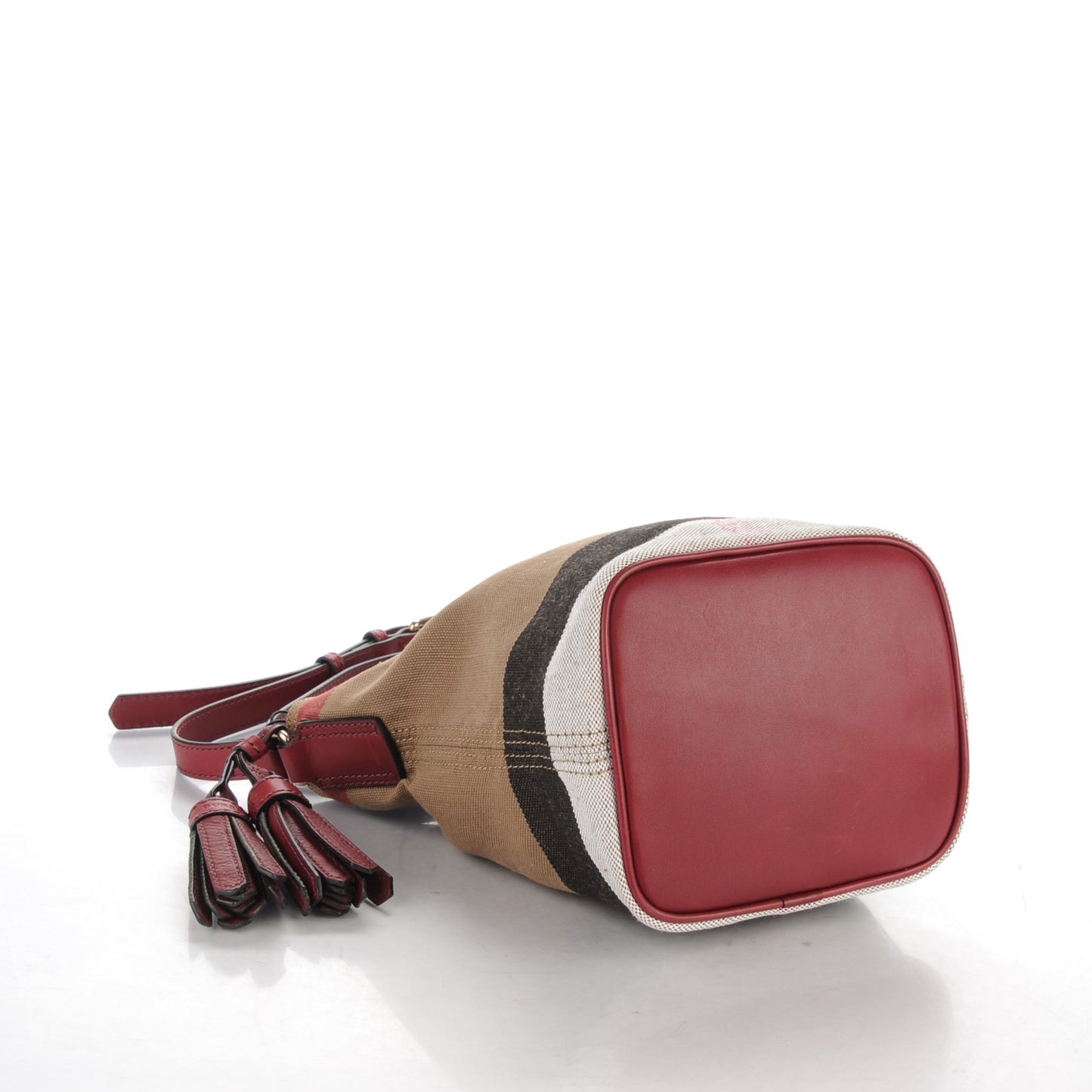 Canvas Mega Check Mini Ashby Tassel Crossbody Burgundy Red