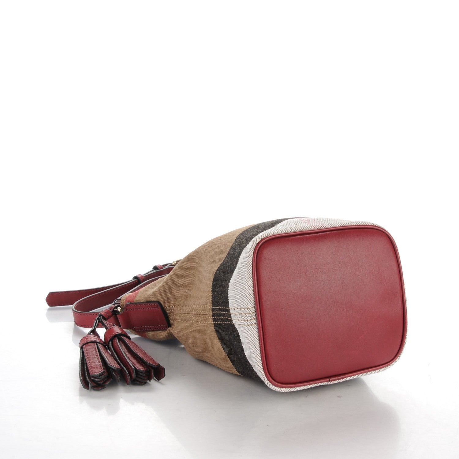 Burberry Canvas Mega Check Mini Ashby Tassel Crossbody Burgundy Red 4 of 8