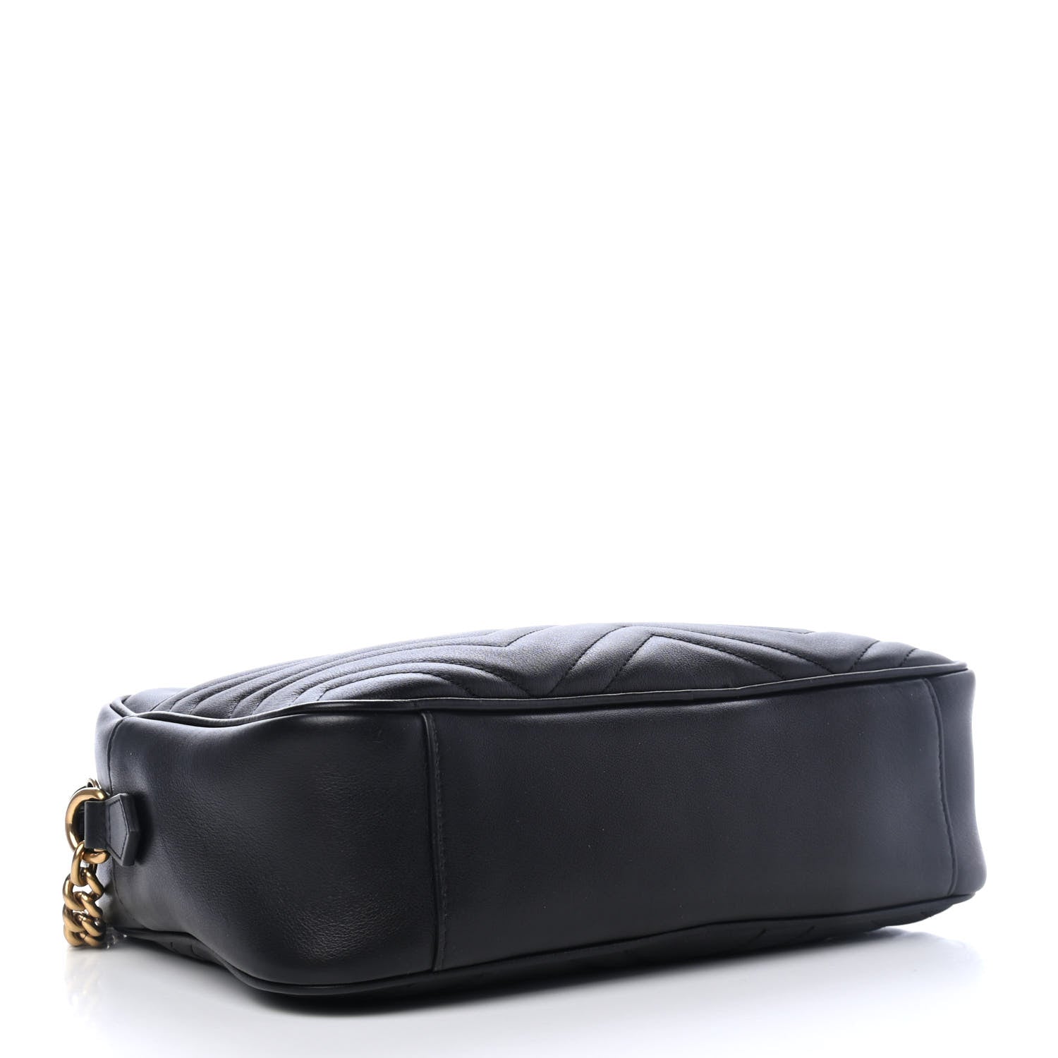 Gucci Calfskin Matelasse Medium GG Marmont Chain Shoulder Bag Black 3 of 4