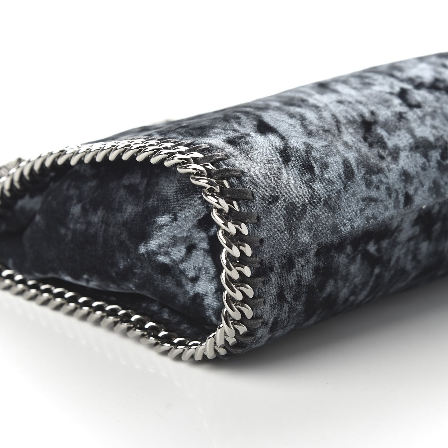Crushed Velvet Mini Falabella Fold Over Tote Blue