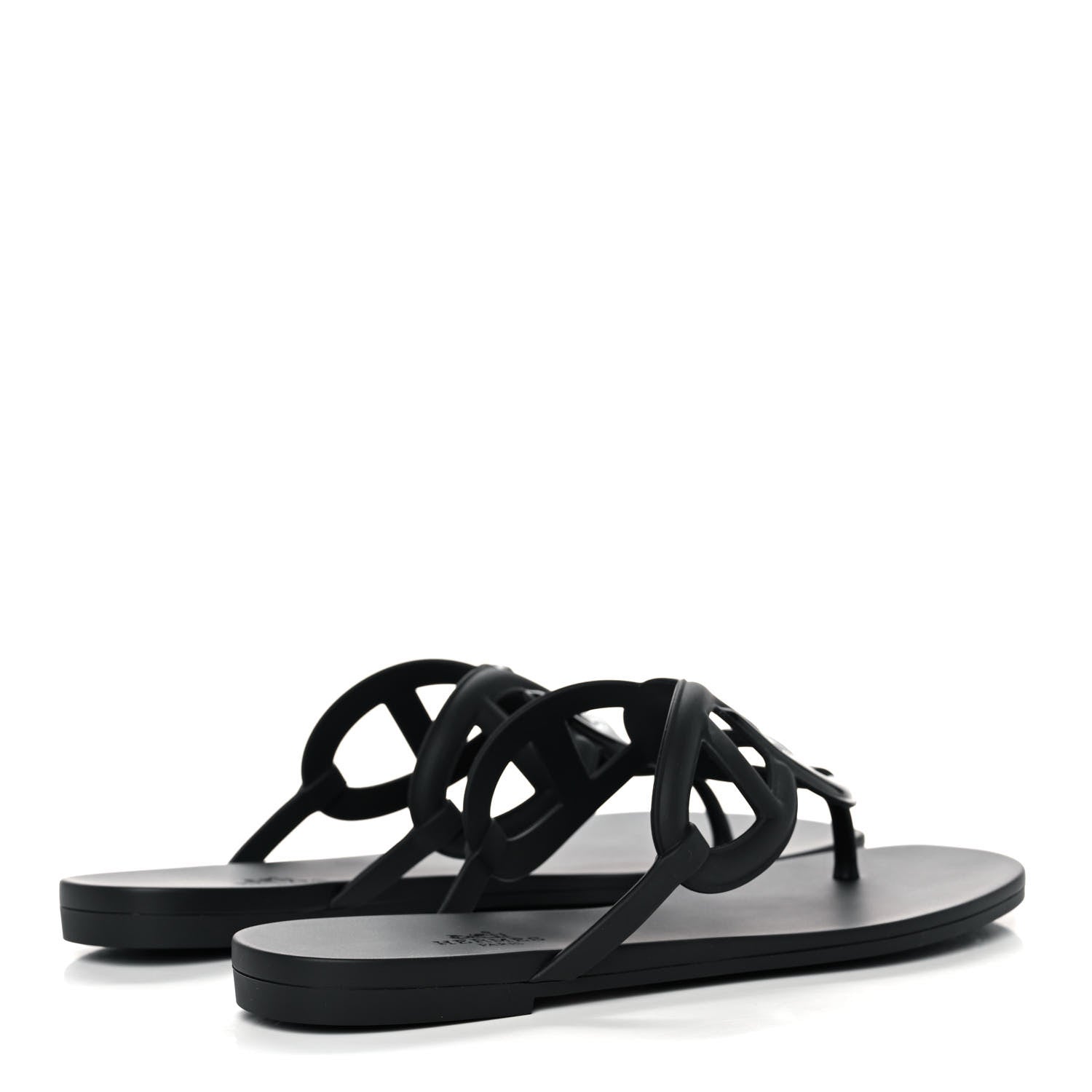 Hermes Rubber Womens Egerie Sandals 39 Black 4 of 9
