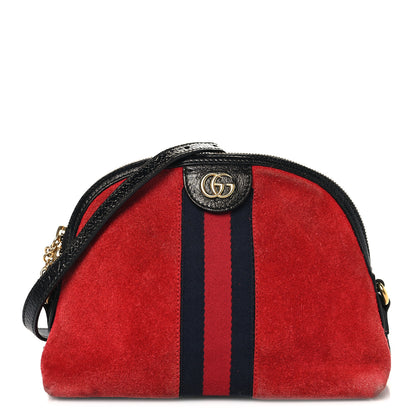 Gucci Suede Patent Web GG Small Ophidia Dome Shoulder Bag Hibiscus Red 1 of 11