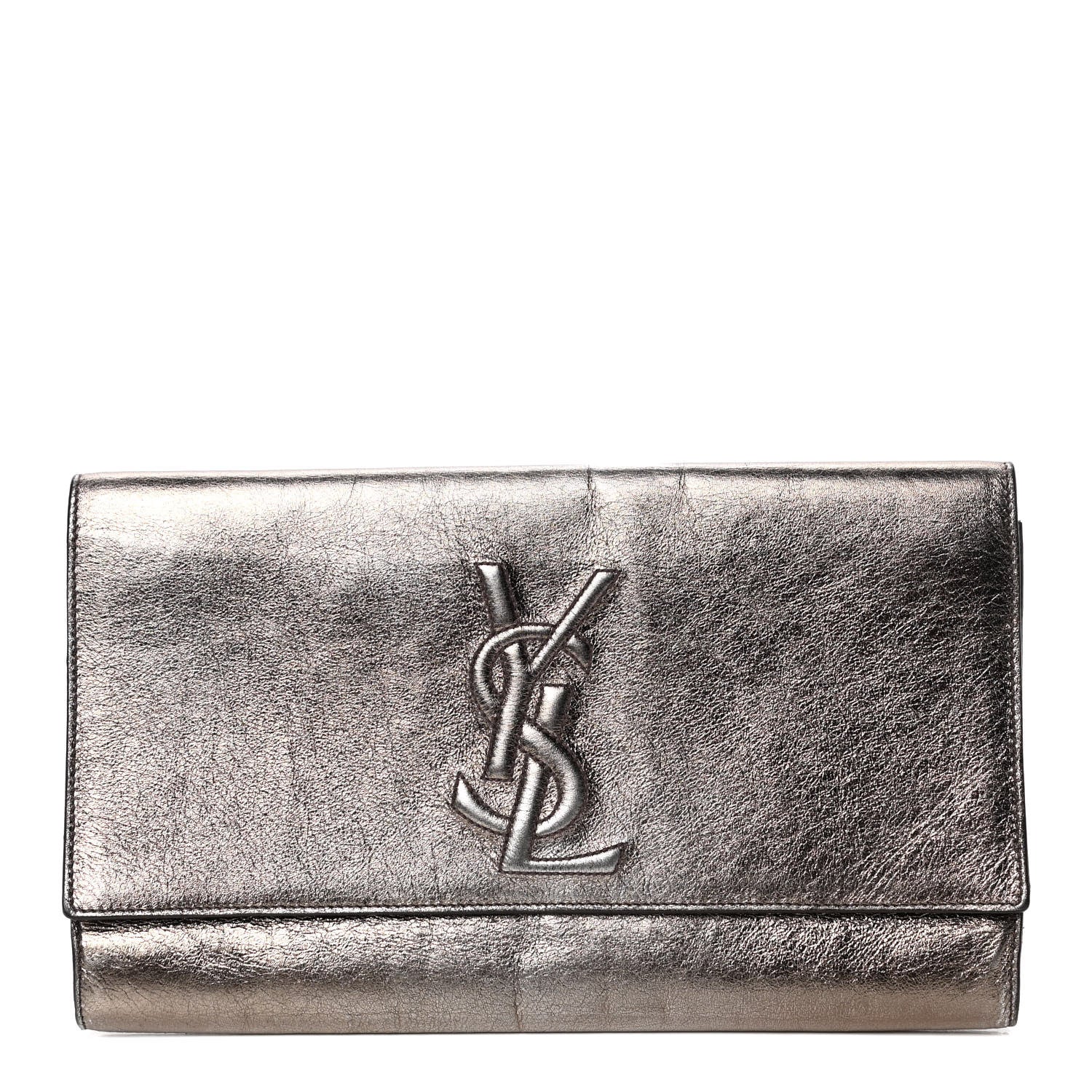 Saint Laurent Metallic Calfskin Monogram Large Belle De Jour Clutch Gold 1 of 4