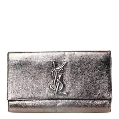 Saint Laurent Metallic Calfskin Monogram Large Belle De Jour Clutch Gold 1 of 4