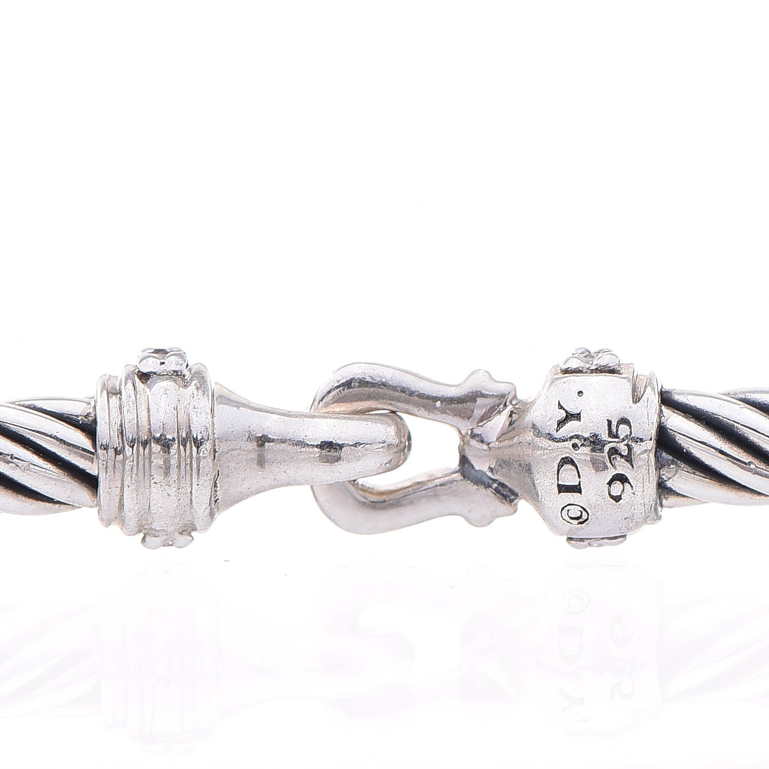 David Yurman Sterling Silver Diamond 3mm Cable Buckle Bracelet 3 of 3