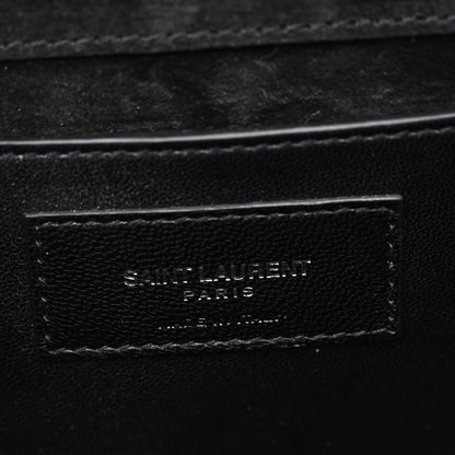 Saint Laurent Calfskin Crocodile Embossed Small Classic Monogram Kate Tassel Satchel Black 6 of 10