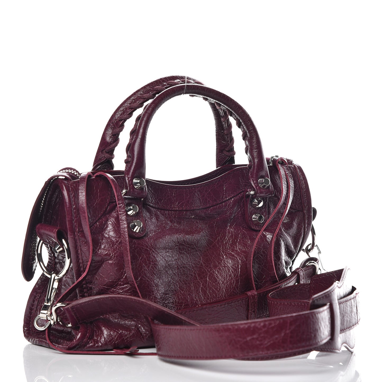 Agneau Classic Silver Hardware Mini City Violet Prune