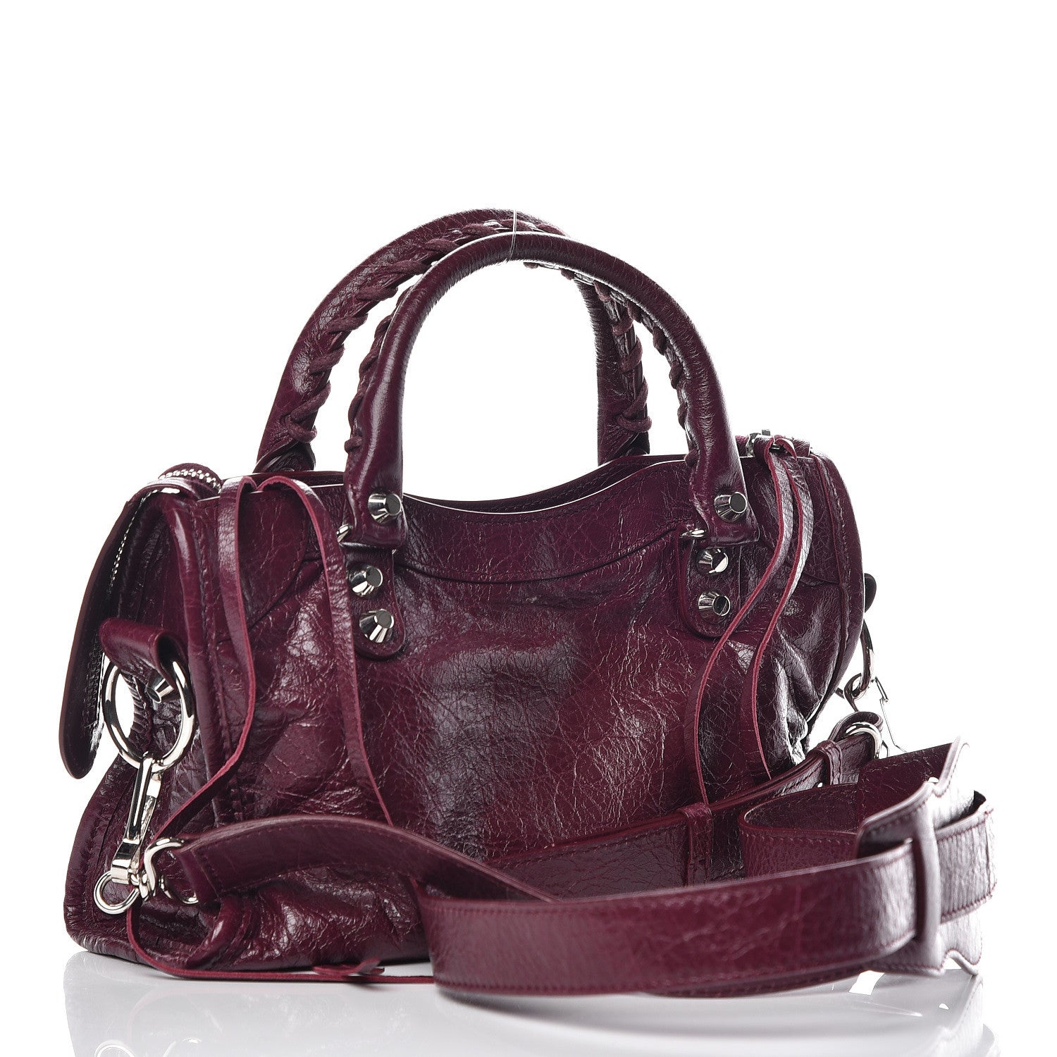 Balenciaga Agneau Classic Silver Hardware Mini City Violet Prune 3 of 9