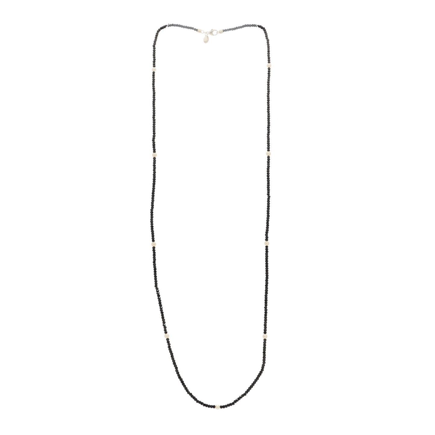 Sterling Silver Black Spinel Pearl Ziegfeld Bead Necklace