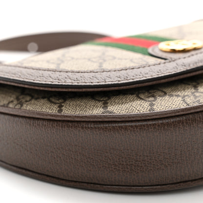 Gucci GG Supreme Monogram Textured Dollar Calfskin Web Mini Ophidia Flap Shoulder Bag Beige Ebony New Acero 9 of 11